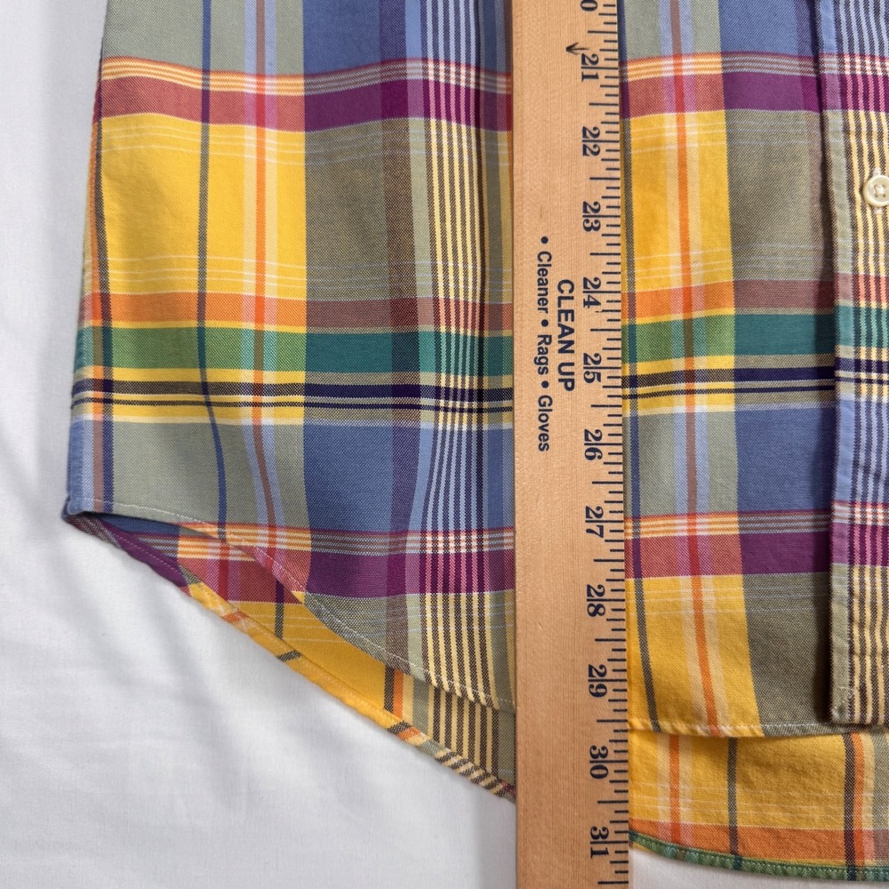 Ralph Lauren Plaid Oxford Button Down Shirt Men M Yellow Multi Color Long Sleeve - Picture 6 of 7